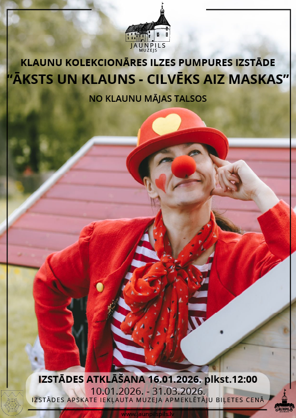 Ilzes Pumpures izstāde “ĀKSTS UN KLAUNS — CILVĒKS AIZ MASKAS” no Klaunu mājas Talsos